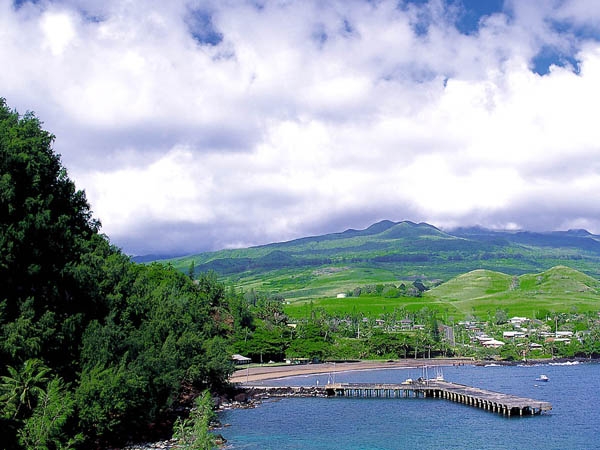 Old Hana Bay pier seen from Ka`uiki Hill